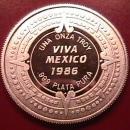 VIVA MEXICO 1986 UNA ONZA TROY .999 PLATA PURA STERLING BULLION ROUND