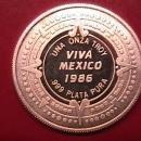 VIVA MEXICO 1986 UNA ONZA TROY .999 PLATA PURA STERLING BULLION ROUND