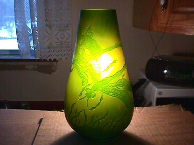 Galle Cameo Glass Dragonflies Vase