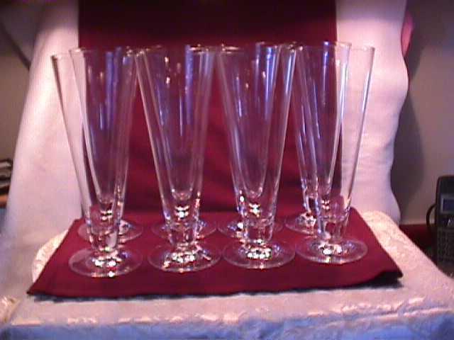 Set of (8) Blown Crystal Pilsner Beer Glasses
