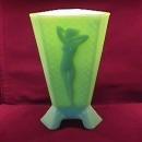 Mc Kee-Art-Deco (Jadite) Triangle Vase