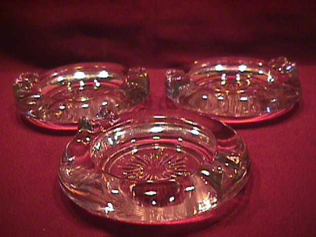 Set of 3-Rock Crystal Ashtrays