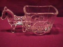 Pressed Glass Donkey & Cart Candy Novelty