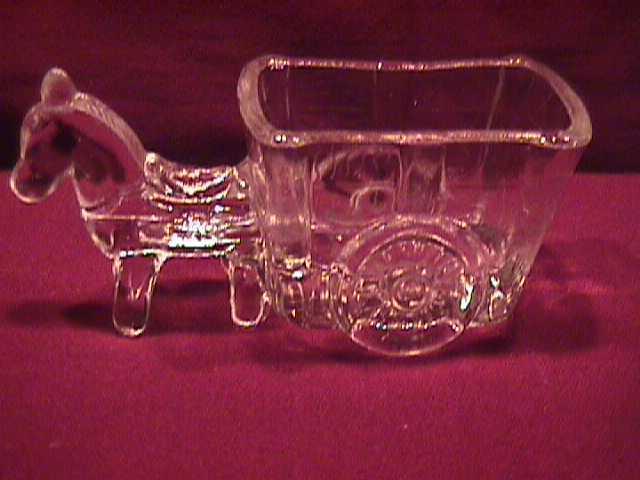 Pressed Glass Donkey & Cart Candy Novelty
