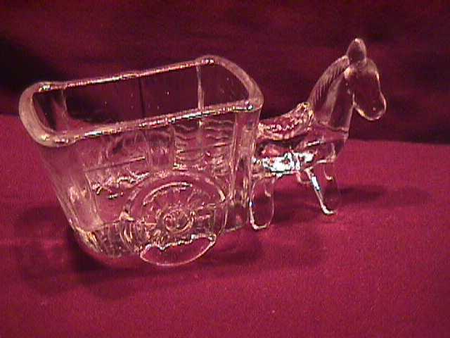 Pressed Glass Donkey & Cart Candy Novelty