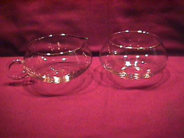 Set-Blown Crystal Sugar & Creamer W/Platinum Trim