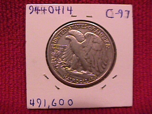 LIBERTY WALKING SILVER HALF DOLLAR 1938-D VERY FINE #-35