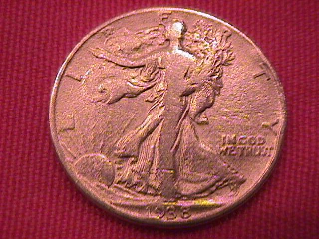 1938-D LIBERTY WALKING SILVER HALF DOLLAR VERY GOOD # 10 GRADING