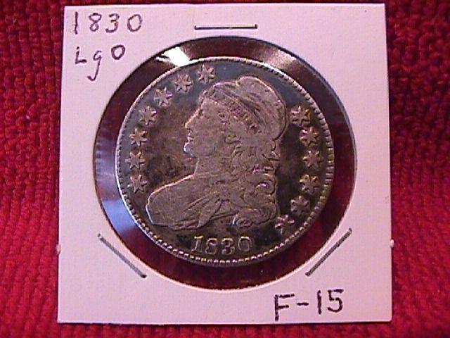 CAPPED BUST SILVER HALF DOLLAR DATED 1830 GRADED FINE-15