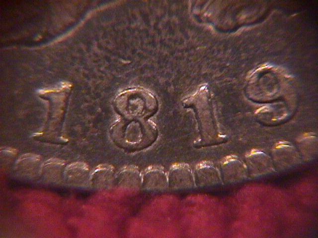CAPPED BUST SILVER HALF DOLLAR DATED 1819 GRADED FINE-15