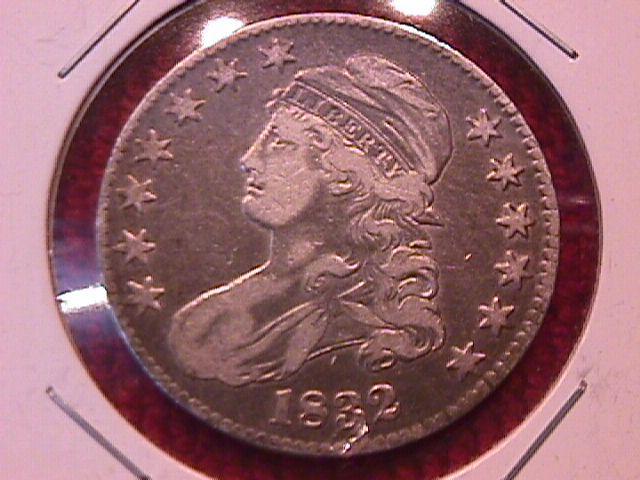 CAPPED BUST SILVER HALF DOLLAR DATED 1832 GRADED VERY FINE-20