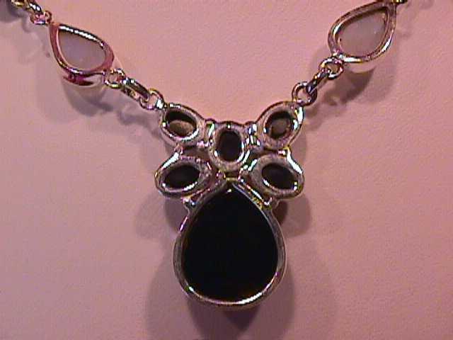 Onyx, Moonstone & Amethyst, Sterling Necklace