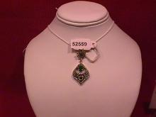 Faux Emerald & Sterling Persian Drop Pendant