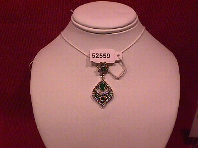 Faux Emerald & Sterling Persian Drop Pendant