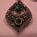 Faux Emerald & Sterling Persian Drop Pendant