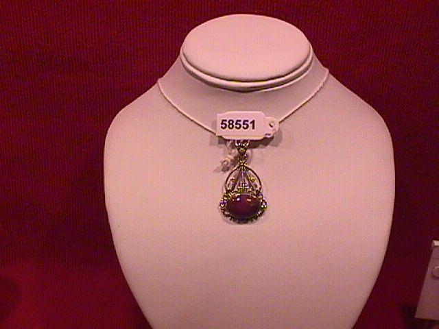 Faux Emerald & Sterling Persian Drop Pendant