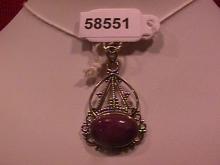 Nice Ruby Zoisite- & Bali Sterling Pendant