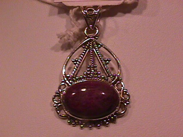 Nice Ruby Zoisite- & Bali Sterling Pendant