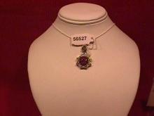 Sweetheart Faux Ruby & Diamond Pendant-Sterling