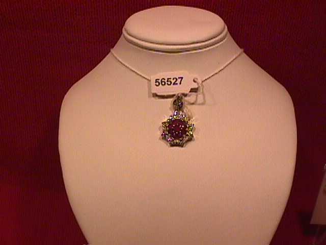 Sweetheart Faux Ruby & Diamond Pendant-Sterling