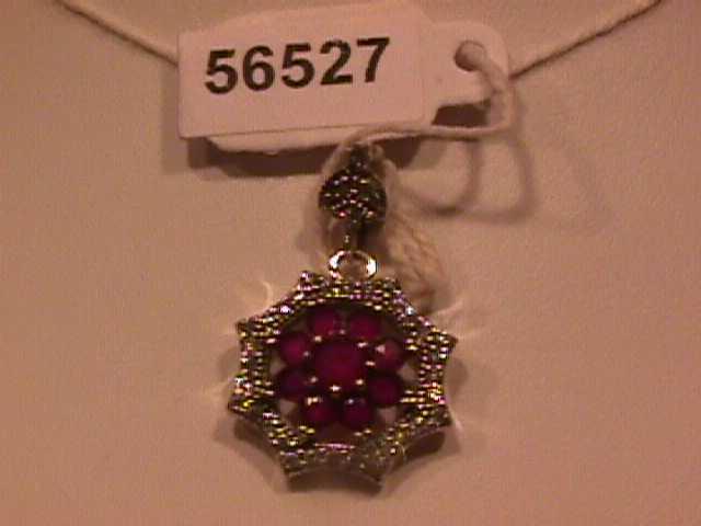 Sweetheart Faux Ruby & Diamond Pendant-Sterling