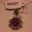 Sweetheart Faux Ruby & Diamond Pendant-Sterling
