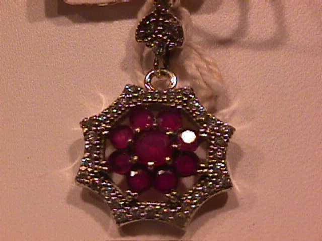 Sweetheart Faux Ruby & Diamond Pendant-Sterling