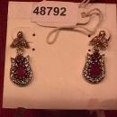Faux Ruby & Sterling Earrings