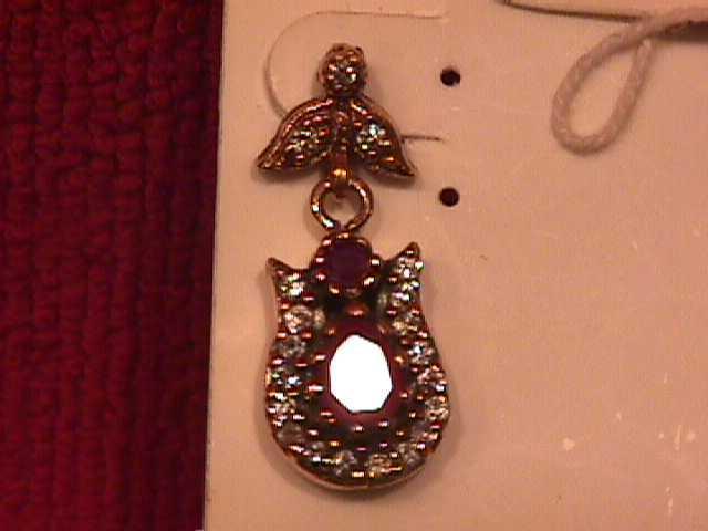 Faux Ruby & Sterling Earrings