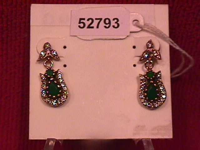Faux Emerald & Sterling Earrings