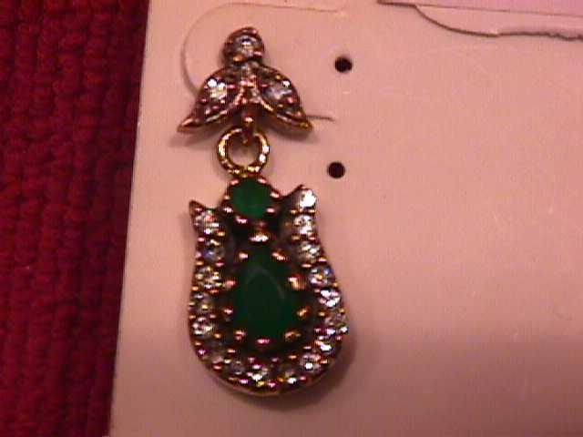 Faux Emerald & Sterling Earrings