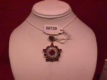 Prescious Faux Ruby & Diamond Pendant-Sterling
