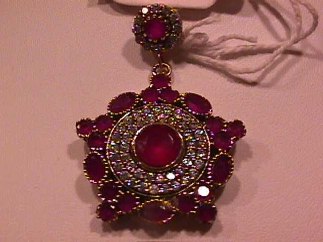 Prescious Faux Ruby & Diamond Pendant-Sterling