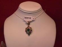 Just Simply Beautiful Faux Emerald Teardrop Pendant-Sterling
