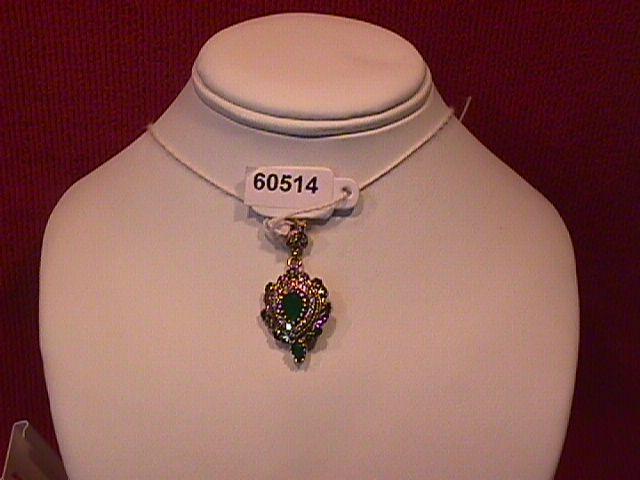 Just Simply Beautiful Faux Emerald Teardrop Pendant-Sterling