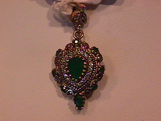 Just Simply Beautiful Faux Emerald Teardrop Pendant-Sterling