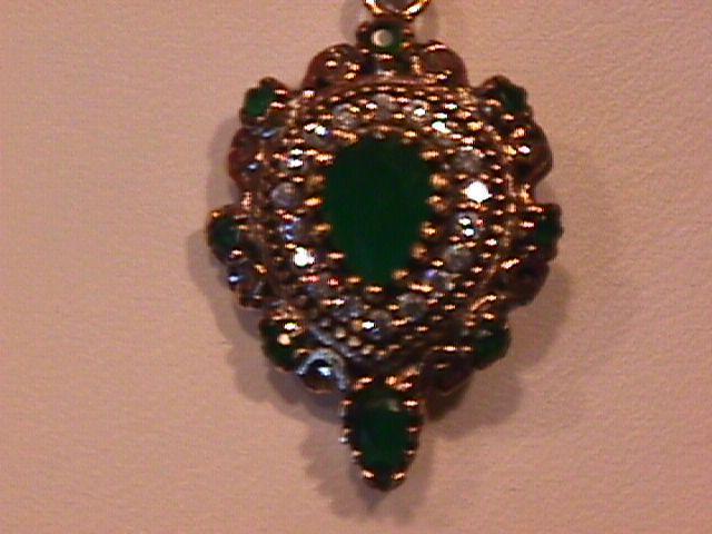 Just Simply Beautiful Faux Emerald Teardrop Pendant-Sterling
