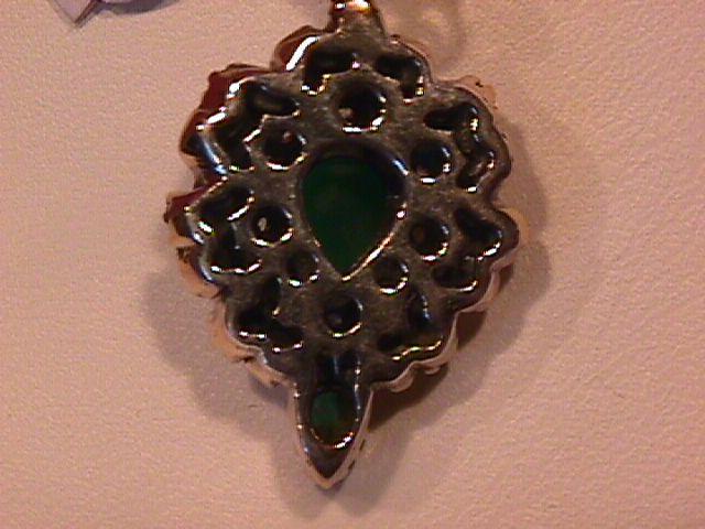 Just Simply Beautiful Faux Emerald Teardrop Pendant-Sterling