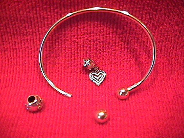 Ladies Sterling Charm Bracelet=Removable Ball End