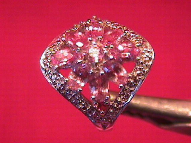 Sterling and Pink Amethyst & White Topaz Ring-6