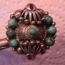 Sterling and Turquoise (Squash Blossom) Earrings=Screw Back