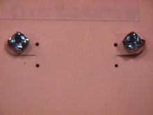 Sterling & Aqua Checkerboard Earrings