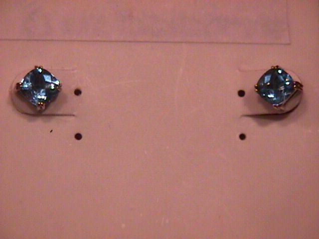 Sterling & Aqua Checkerboard Earrings