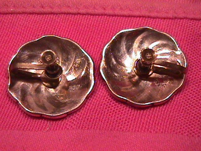Vintage Sterling and Inlaid Blue Earrings-Screw Back