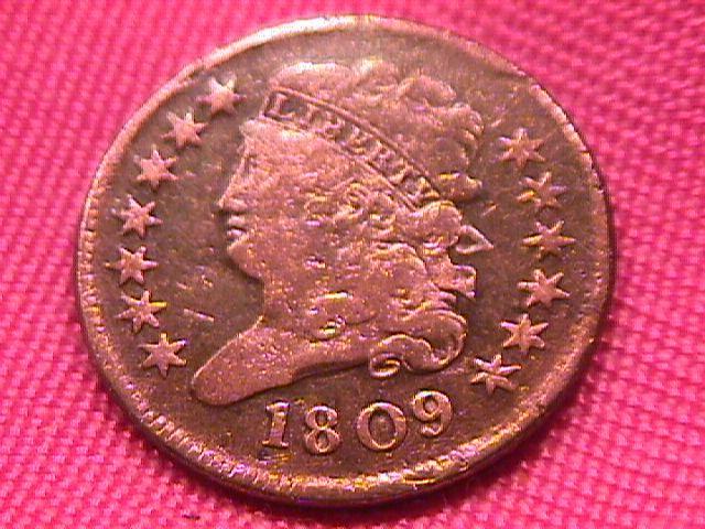 Half Cent Copper Coin Classic Head-1809 Very Fine 20 Condition