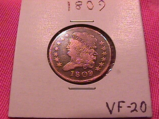 Half Cent Copper Coin Classic Head-1809 Very Fine 20 Condition