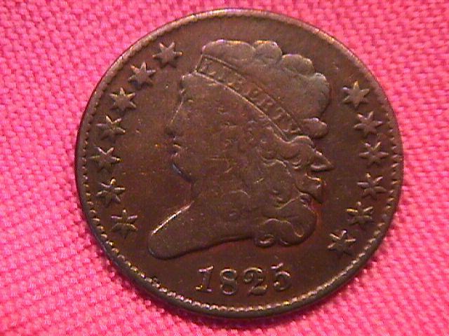 Half Cent Copper Coin Classic Head-1825 Very Fine 30 Condition
