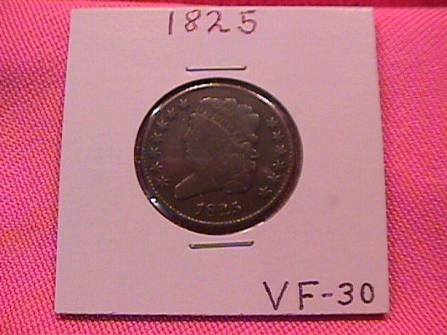 Half Cent Copper Coin Classic Head-1825 Very Fine 30 Condition