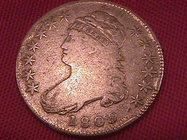 Capped Bust Silver Half Dollar 1809 VERY GOOD #10 Condition