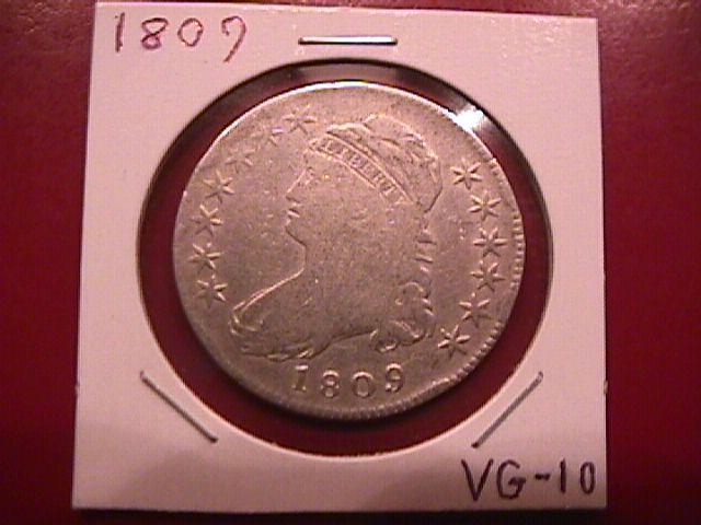 Capped Bust Silver Half Dollar 1809 VERY GOOD #10 Condition